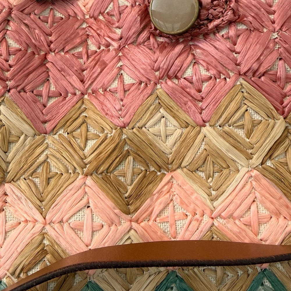 Maliparmi Multicolor Woven Satchel in Pink, Green and Tan - Picture 2 of 4